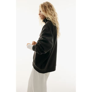 Sweat-shirt à demi-zip épais surdimensionné pour femme, taille plus, logo personnalisé, sweat-shirt de sport d'hiver, séchage rapide, course à pied en plein air, haut décontracté - Product Image 5