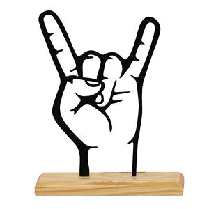 Belle sculpture à la main en métal noir avec base en bois Accent décoratif idéal pour le salon et l'espace de travail - Product Image 4