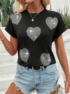 Camiseta Deportiva Extra Grande de Alta Calidad, 90% Algodón/10% Poliéster, con Diseño Liso y Diamantes de Imitación, de Secado Rápido y Transpirable - Product Image 6