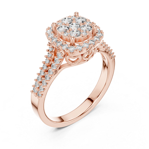 Bague en or jaune 14 carats avec diamant de laboratoire pour femme |   Fiançailles et mariage |   Vêtements de tous les jours |   Plaqué or - Product Image 6