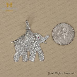 Charme éléphant aux yeux de rubis en diamant naturel pavé, pendentif en argent sterling 925, bijoux fins en gros - Product Image 6
