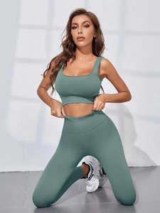 Ensemble de vêtements de sport pour femmes, vêtements de sport de qualité supérieure, OEM personnalisé, vente en gros, leggings de yoga à taille élastique - Product Image 5