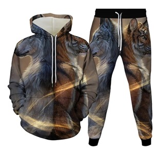 Automne Animal chat impression 3D ensemble de vêtements de sport pour hommes mode t-shirt à manches longues pantalon 2 pièces ensemble pull surdimensionné hommes vêtements - Product Image 6