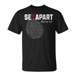 T-shirt cristiana accattivante con versetti dai Salmi 4 e 3, Impronta di Gesù che lo distingue, Articolo promozionale - Product Image 1