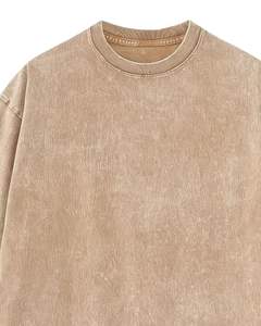 T-shirt unisexe surdimensionné en coton beige délavé, style vintage, épaules tombantes, streetwear décontracté, haut unisexe - Product Image 4