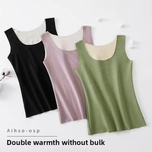 2025 Hot Sale Women's Plus Size Thermal Vest Solid Color <b>Lace</b> V-Neck Seamless Body Shaper Slim Fit Breathable Fleece Sexy Four - Product Image 4