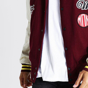 แจ็กเก็ตสำหรับผู้ชายเสื้อแจ็กเก็ตเบสบอลทีมตัวแทนมหาวิทยาลัยแบบสั่งทำสีดำสีขาวตัวอักษรบอมเบอร์เสื้อสตรีทขนสัตว์แขนเสื้อหนังขนสัตว์วิทยาลัย - Product Image 6