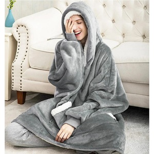 Moda mujer de gran tamaño Sherpa polar manta Sudadera con capucha Color liso manga larga marca personalizada y venta al por mayor invierno suelta Sudadera con capucha - Product Image 2