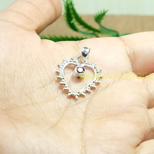 Pendentif en argent sterling 925 pur avec pierre précieuse grenat naturelle, design perlé fait à la main, pendentif statement, bijoux en argent - Product Image 4