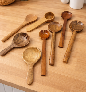 Accesorios para mesa de comedor, cucharas para cocinar, utensilios de cocina de madera sostenibles al por mayor, cucharas de madera seguras para sartenes antiadherentes - Product Image 5
