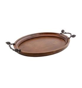 Merveilleux design vaisselle plateau de service alimentaire plateau en bois de qualité de luxe avec poignée en métal pour les fêtes plateau de service - Product Image 1