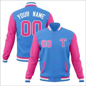 Opción personalizada de alta calidad de poliéster/algodón Varsity chaquetas hombres mujeres cuello redondo temporada de invierno un solo botón High Street Front - Product Image 6
