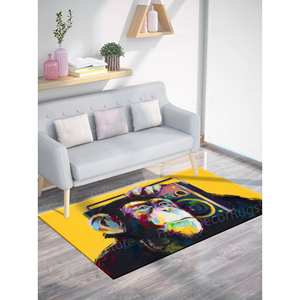 Funny Monkey <b>Rug</b>, Printed <b>Rug</b>, Luxury <b>Rug</b>, Yellow <b>Rug</b>, Bedroom <b>Rug</b>,Luxury Velvet <b>Rug</b> - Product Image 5