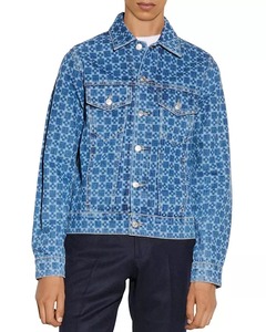 Fashionable Men's High Quality <b>Custom</b> <b>Denim</b> <b>Jacket</b> with Stand Collar and Embroidery Winter Quilted <b>Jacket</b> - Product Image 3