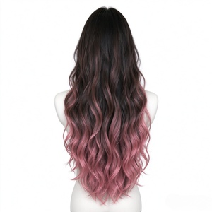 Peluca de Cabello Sintético Largo y Ondulado en Degradado Rosa Oscuro para Mujer, Peluca Moderna con Color Degradado - Product Image 3