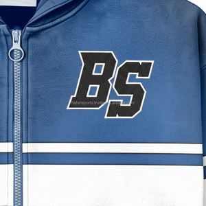 Luxe 365 GSM coton polyester mélange fermeture éclair sweat à capuche dégradé bleu blanc panneaux doublure confortable logo personnalisé broderie bases à capuche - Product Image 6