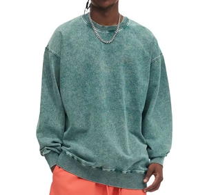 Sweat-shirt à capuche pour homme en coton épais 100 %, sur mesure, coupe oversize, grande taille, brodé, col rond, effet délavé, hiver, crocheté - Product Image 1