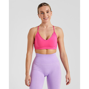 Lo último en Sujetador deportivo personalizado con espalda cruzada rosa, escote en V favorecedor, espalda con tiras y Sujetador deportivo de alto impacto para mujeres adultas - Product Image 3