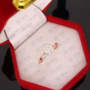 1.50 TCW Sterling Silver Gold Plated Portuguese Cut Moissanite <b>Ring</b> <b>Split</b> Shank Design Anniversary Gift for Women - Product Image 6