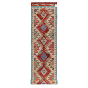 Tapis de couloir Maimana Afghanistan Kilim 379 x 81 cm - Product Image 1