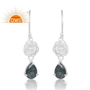 Último diseño 925 plata esterlina ágata musgo Natural piedra preciosa colgante pendiente joyería personalizada para mujer regalo para ella - Product Image 1