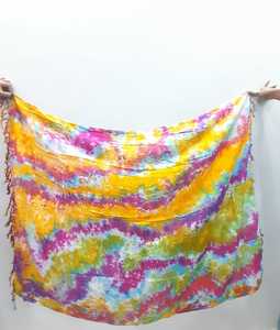 Venta caliente 100% Rayon Rainbow Tie Dye Beach Dress Personalizable Azo-Free OEM Diseño Estampado Patrón Sarong Bufanda Sujetador Calzoncillos Estilos - Product Image 2