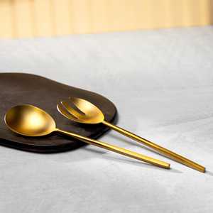 Ensemble de cuillères de service royales, ensemble de serveurs à salade en acier, ensemble de couverts en acier inoxydable au design unique, couverts en métal pour restaurant et hôtel - Product Image 3