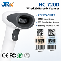 Escáner de Códigos QR Serie JR HC-720, Escáner de Códigos de Barras Láser CMOS con Cable, 1D y 2D, Portátil, para Logística de Almacén