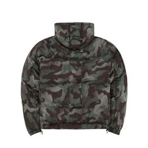 Chaqueta acolchada de lona recubierta de invierno con estampado completo de color personalizado para hombre con cuello alto y logotipo personalizado - Product Image 2