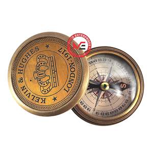 Brass Pocket Compass with Robert Frost's Manufacturer Wholesale Supplier Antique Pocket Leather Case OEM ODM Custom Supply - Product Image 1