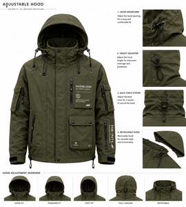 OEM Autumn Solid Zipper Hooded <b>Utility</b> Windbreaker <b>Men's</b> Long <b>Jacket</b> Waterproof Breathable Outdoor Casual OEM Service - Product Image 6