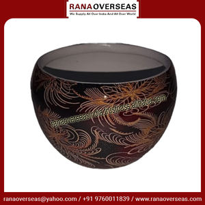 Maceta de metal Meena de calidad superior, maceta redonda de esmalte con patrón clásico para decoración de mesa de hogar y hotel - Product Image 3