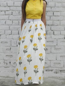 Yellow Mogra Twin Set Indian Fashion Styling Quality <b>Kurti</b> and Pants From Indian Manufacturer - Product Image 4
