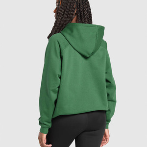 Sudadera con capucha clásica de mujer con cremallera de gran tamaño y hombro caído verde superventas, sudaderas con capucha en blanco antiarrugas y transpirables para mujer - Product Image 1