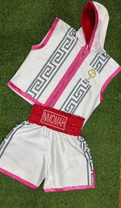 กางเกงมวยไทยขาสั้นสำหรับนักสู้มวยกางเกงขาสั้นสีขาวตัดอัตโนมัติผ้าโพลีเอสเตอร์สำหรับผู้ใหญ่ - Product Image 4