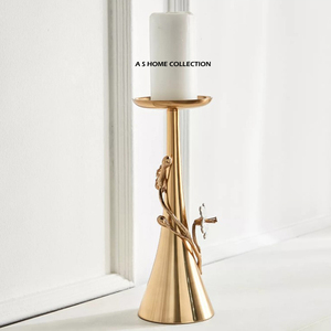 Porte-bougies modernes en métal martelé et bois, design circulaire décoratif pour table, supports à bougies pour occasions spéciales de Noël, lot de 2 - Product Image 4