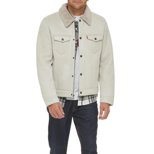 Chaquetas de Cuero para Hombre de Alta Calidad al por Mayor, Chaqueta de Moda de Invierno de Color Blanco para Hombre - Product Image 1