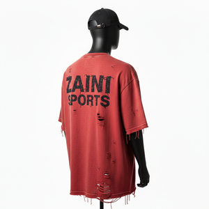 Camiseta 100% algodón para hombre, corte holgado, estampada, camiseta extragrande para hombre, algodón lavado, panel de parche, serigrafía, logotipo personalizado, camisetas para hombre - Product Image 5