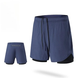 Men's Double <b>Layer</b> Breathable Fitness Shorts <b>Mid</b> Waist Cargo Pattern Casual Summer Workout Shorts for Outdoor Running Workouts - Product Image 5