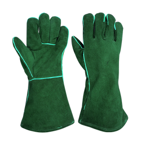 Venta al por mayor de guantes de seguridad de piel de vaca gruesa de cuero partido soldadura de extinción de incendios resistente a los cortes barbacoa con tela de lana para uso industrial - Product Image 3