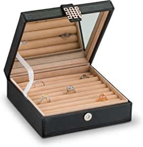 Boîte à bijoux géniale, conteneur pour la maison, Organization en cuir, forme carrée, couleur noire, conteneurs de rangement uniques, boîte à bijoux - Product Image 6