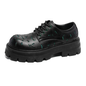 Chaussures derby épaisses en cuir craquelé de haute qualité pour hommes - chaussures décontractées de style niche - Product Image 4