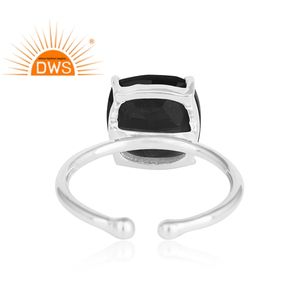 Best Selling Fine Sterling Silver Natural <b>Black</b> Onyx Gemstone Adjustable <b>Ring</b> Custom Jewelry For <b>Women</b> Gift For Her - Product Image 3