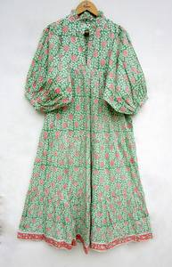 2023 Best Quality <b>Printed</b> Women's Long Maxi <b>Dress</b> Partywear with Button Decoration Washable Fabric-Direct <b>Indian</b> Manufacturer - Product Image 6