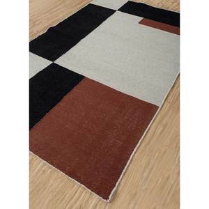 พรมขนสัตว์ลายตารางสีแดงทับทิม/สีดำสนิท ขนาด 5x8 ฟุต รูปทรงสี่เหลี่ยมผืนผ้า ลายเรขาคณิต คลาสสิก เหมาะสำหรับทางเข้า รุ่น ADWL-13060 ทำความสะอาดง่าย ของขวัญสำหรับบ้าน - Product Image 2