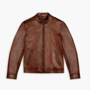 Veste en cuir élégante pour homme, toutes tailles, avec logo personnalisé et fermeture éclair, marque privée, veste en cuir d'hiver pour homme - Product Image 1