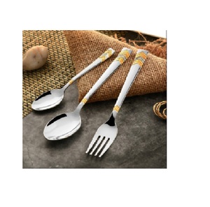 Customizable Elegant Stainless Steel <b>Flatware</b> Set with Royal Design Amazing Gold Mirror Finished Metal Handle Portable Luxurious - Product Image 4