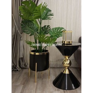Black Gold Color Outdoor Home Decorative Aluminum Chrome Plated Eco-Friendly Flower Planter <b>Pots</b> <b>with</b> <b>Drainage</b> Hole for Garden - Product Image 5