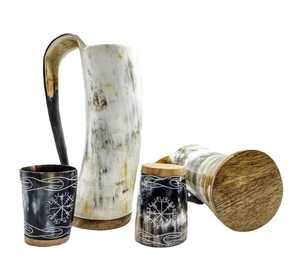 Buy Viking Ox & Buffalo Horn Drinking <b>Mug</b> With Latest Stylish Stand Handcrafted <b>Mug</b> For Mead Beer Wine Tankard <b>Mug</b> - Product Image 1