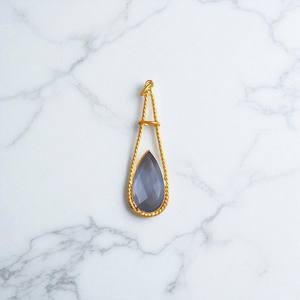 Poire Kyanite Quartz Gemstone Twisted Bezel Charm Pendentif-Gros Plaqué Or DIY Charms Pendentif-10x16 MM Poire Pierre - Product Image 1